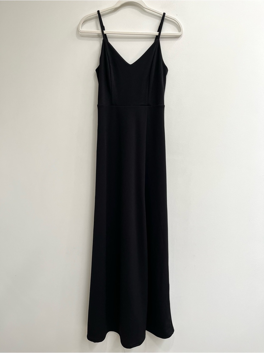 Birdy Grey black crepe maxi dress v-neck front slit stretch 030201 size XS